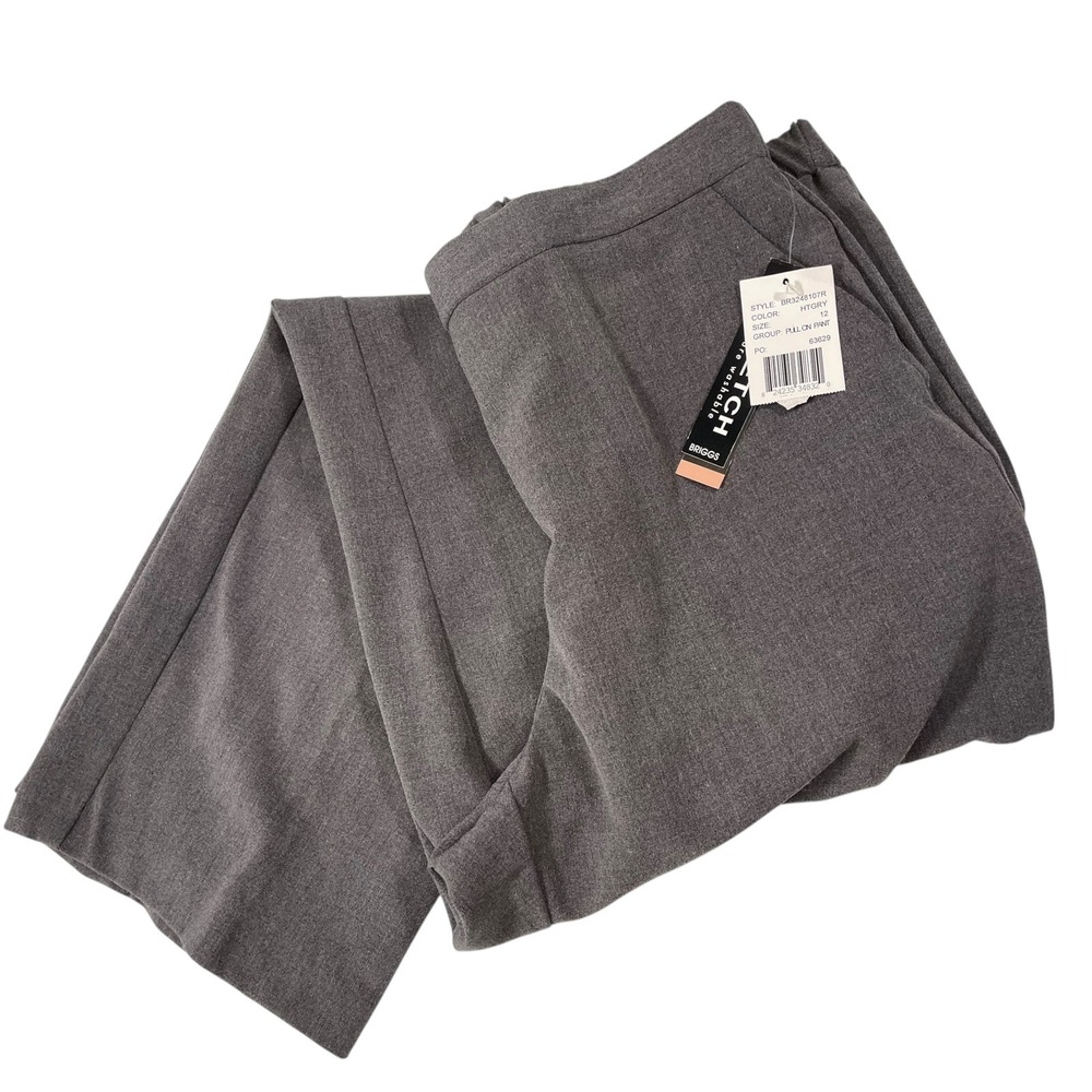NEW Briggs New York 12 Grey Pull On Pants Straight Leg Officecore Professional